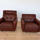 Vintage Danish mid-century lounge chairs by Svend Skipper in burgundy leather