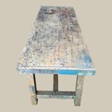 Blue patina beech drawer console established in 1940.