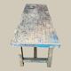 Établi console à tiroirs en hêtre patine bleue 1940