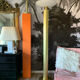 Floor lamp 80s brass and glass