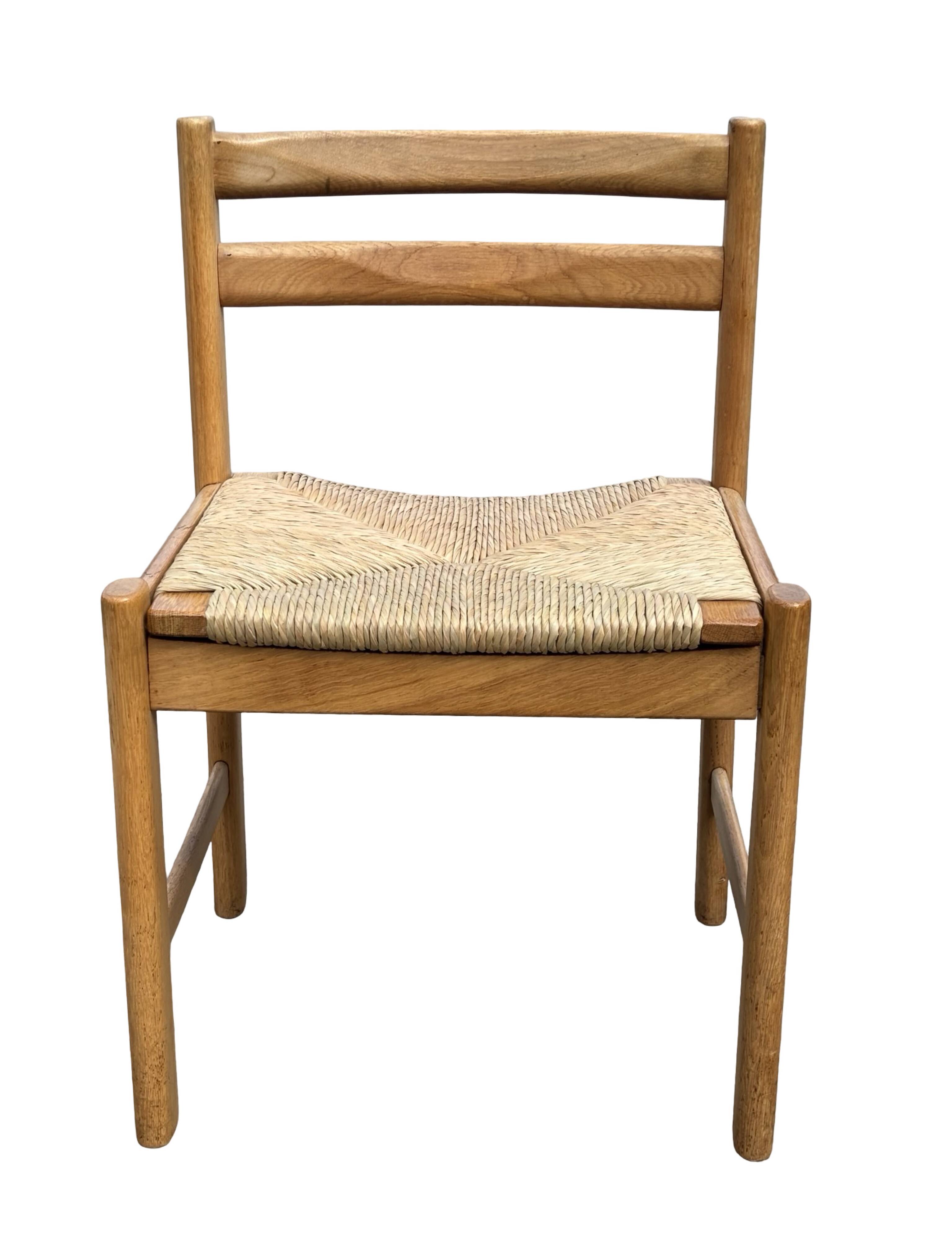 Vintage dining chairs set of 6 oak and rattan design minimalist design
