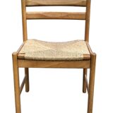 Vintage dining chairs set of 6 oak and rattan design minimalist design