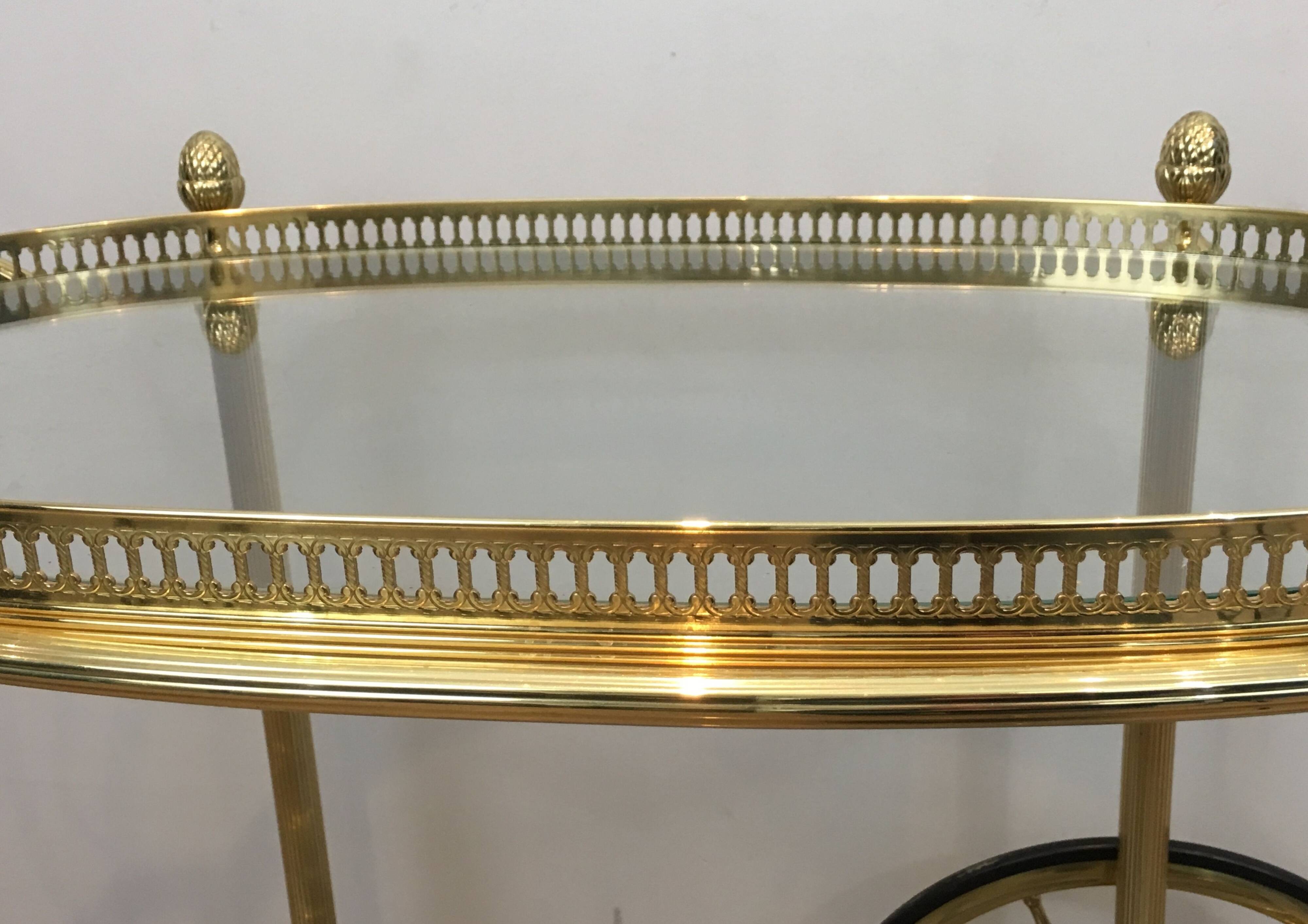 Oval Brass Rolling Table from Maison Baguès