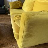 3p yellow velvet sofa