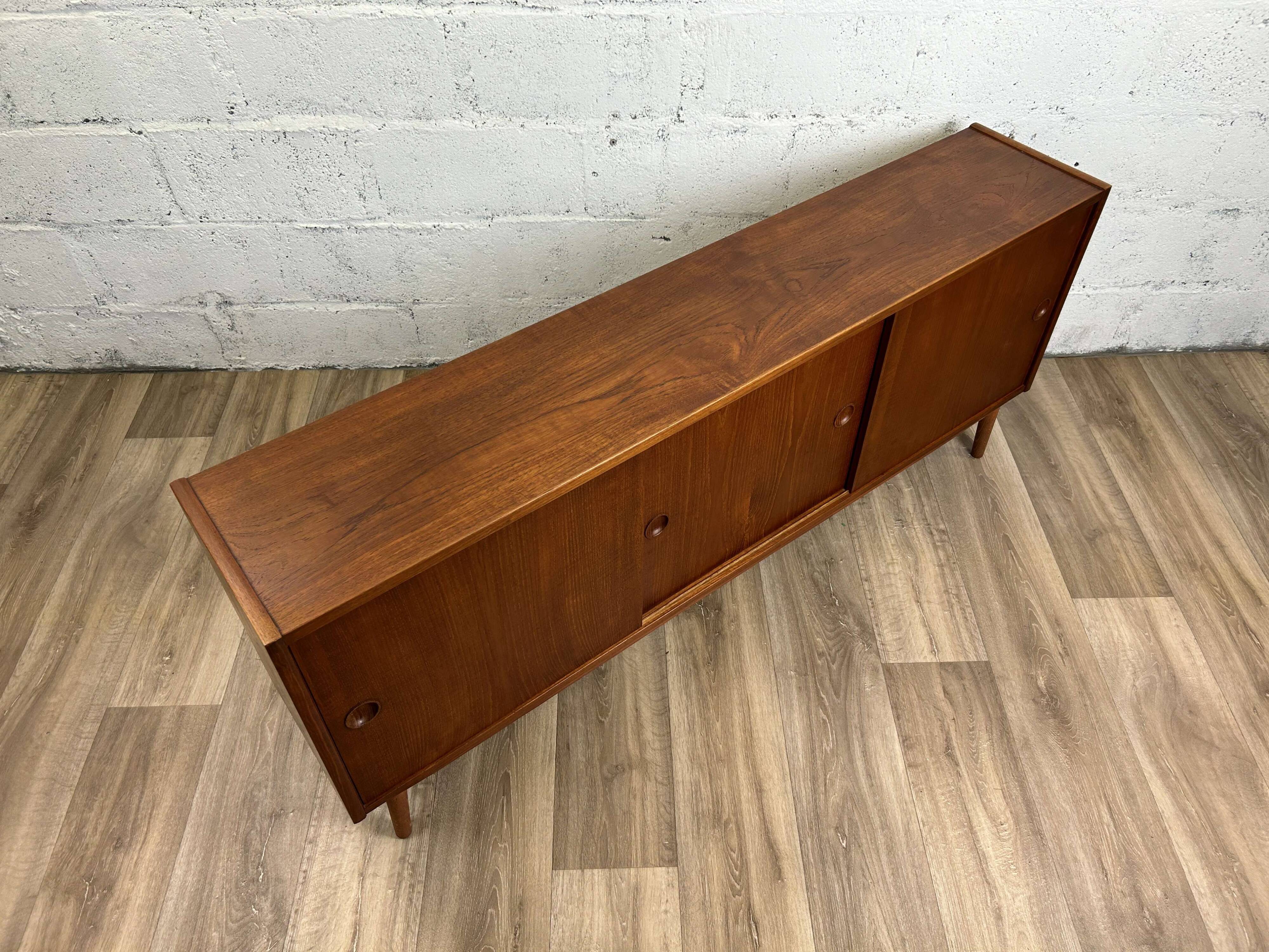 Vintage Scandinavian teak sideboard with 3 sliding doors, 1960s