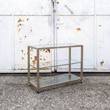 Console Ottone e vetro con ruote Italia Anni '70