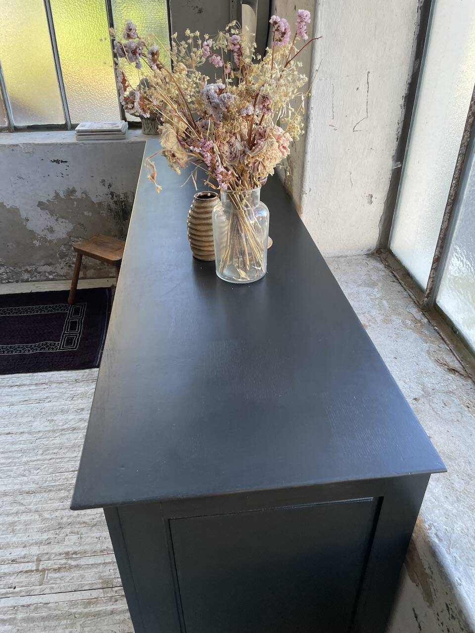 60s brutalist black sideboard