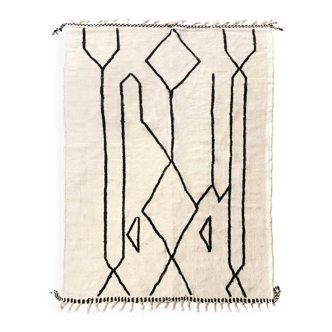 Authentique tapis berbère marocain Kilim noir et blanc neuf