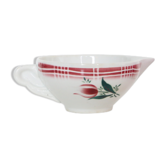 Gravy boat St Amand in ceramic, decoration of flowers, art deco, 1930, vintage French