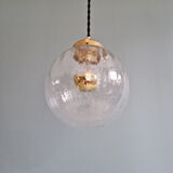 Vintage transparent cracked glass pendant, 1970s.