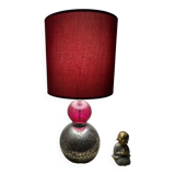 Table lamp in fushia and grey glass
