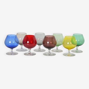 Multicolored cognac glasses