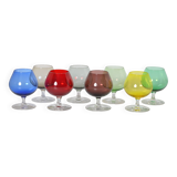 Multicolored cognac glasses