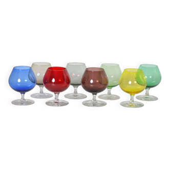 Multicolored cognac glasses