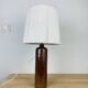 Stoneware bottle lamp and vintage wool lampshade