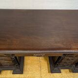 Exceptional Antique Portuguese Baroque Revival Twin Pedestal Desk  Spiral T