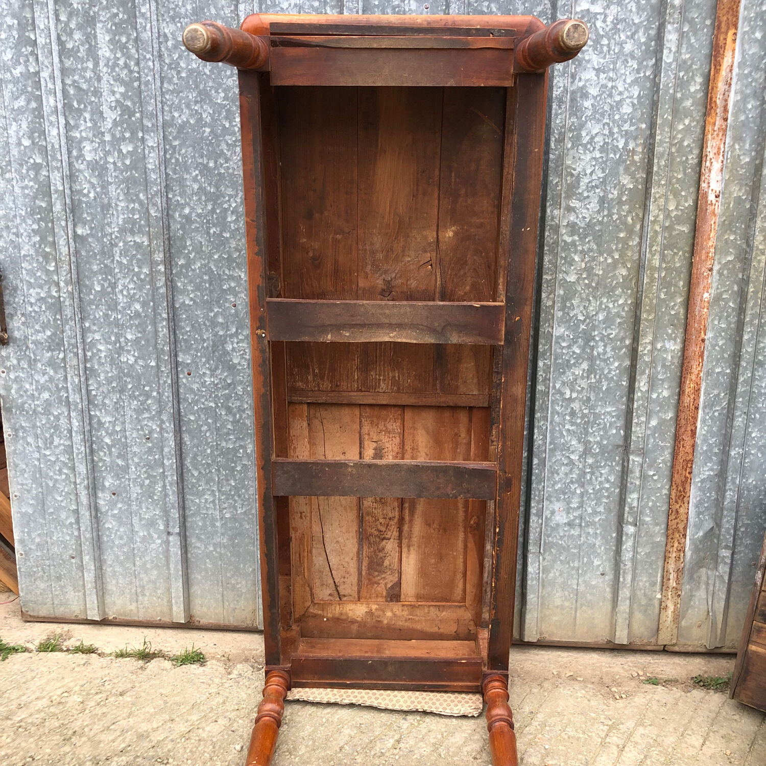 Antique Louis Philippe table in solid cherry and oak with 3 drawers