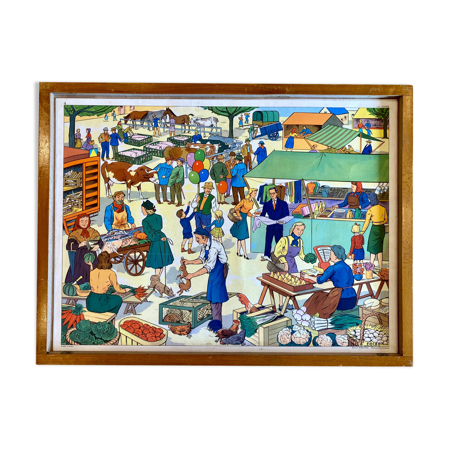 Educational poster elocution Rossignol vintage 60s - hunting and fair