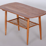 Table basse, cerisier, rotin, années 1950, Tchéquie
