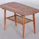 Restored Mid-Century Style Coffee Table, Cherry-Tree, Rattan, 1950s, Czechia