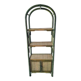 Bamboo shelf & green rattan
