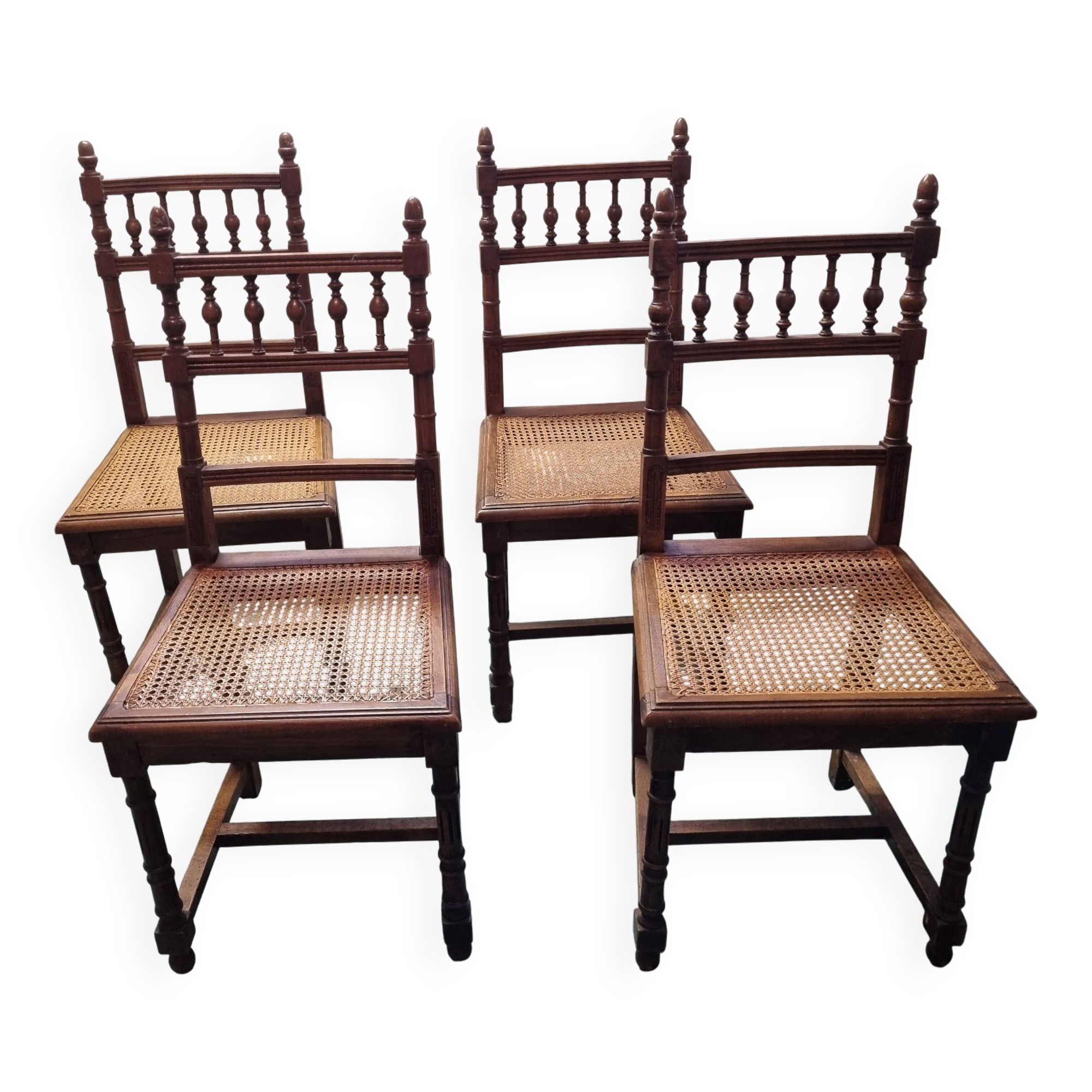 4 chaises rotin & bois