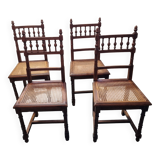 4 chaises rotin & bois