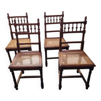 4 chaises rotin & bois