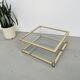 Table basse lucite, laiton et verre années 70