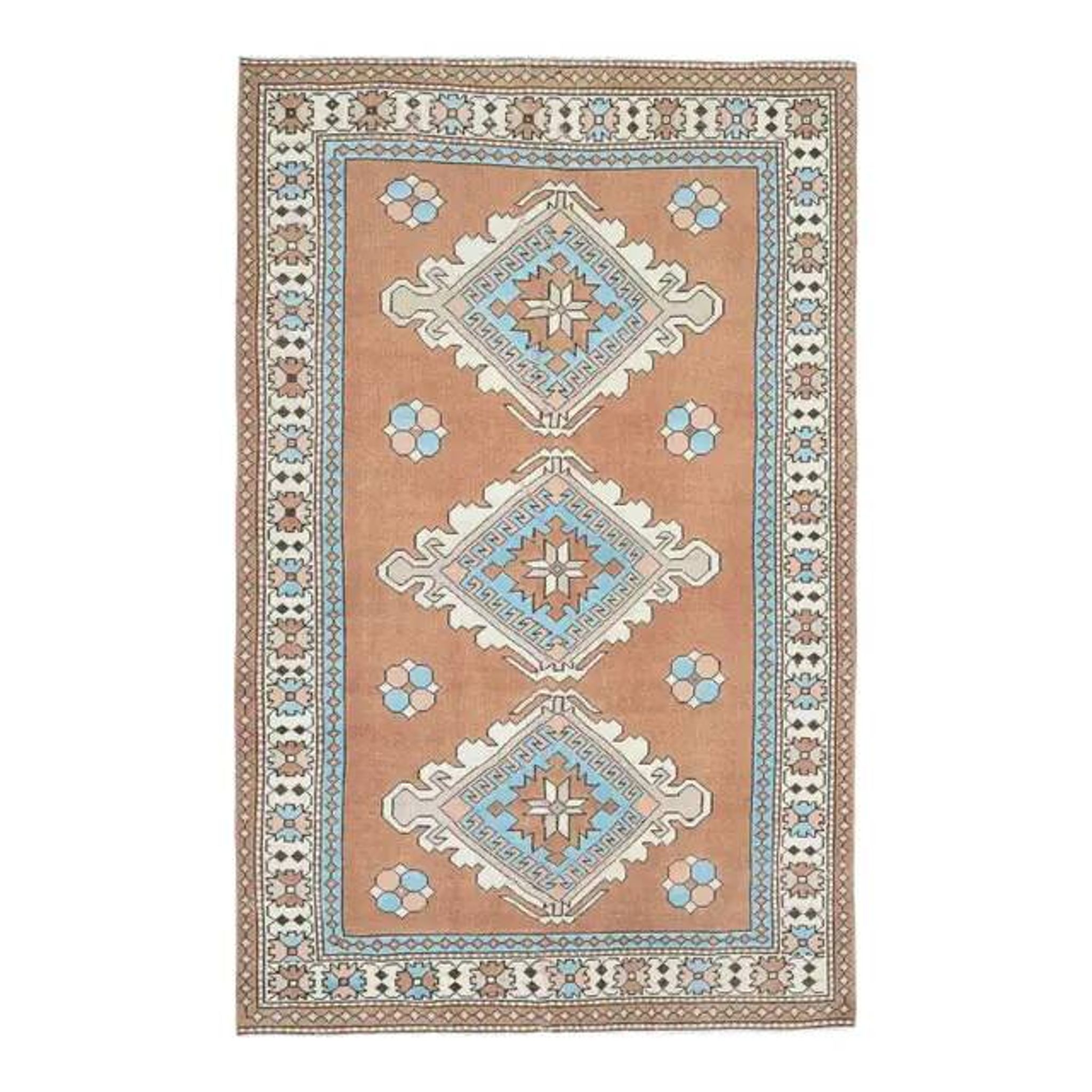 1970s Vintage Turkish Oushak Handmade Wool Cotton Brown Area Rug 160x254