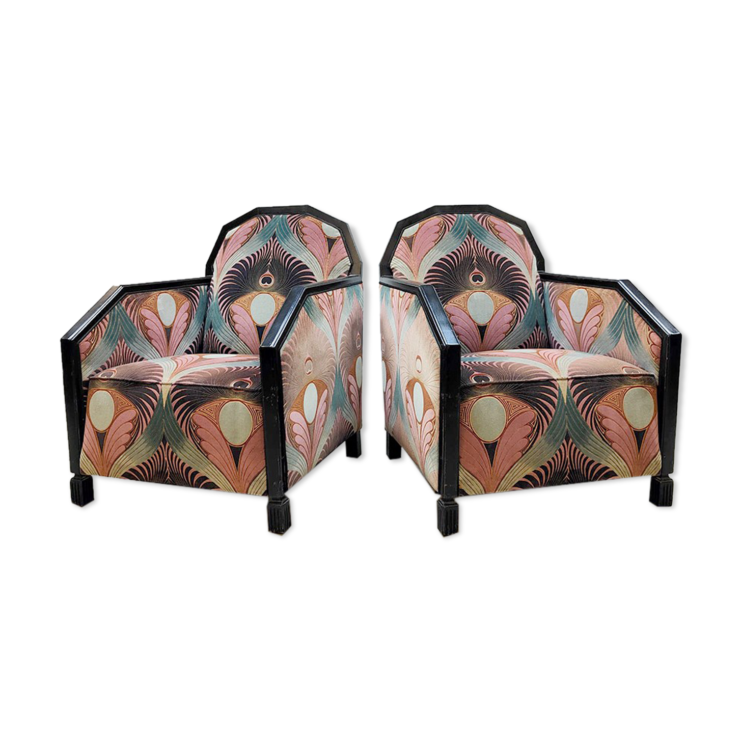 Art deco club chairs lounge chairs 'Luxury peacock dessin'