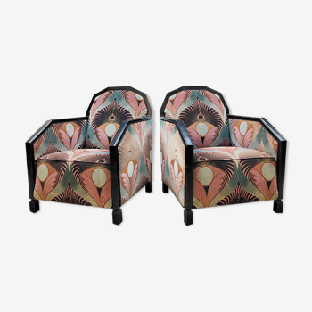 Chaises club Art déco chaises longues 'Luxury peacock dessin'
