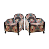 Chaises club Art déco chaises longues 'Luxury peacock dessin'