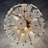 Val Saint Lambert crystal sputnik gold chandelier , 1960’s