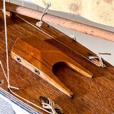 Borda wooden pond sailboat "Le Chat", navigable antique toy.