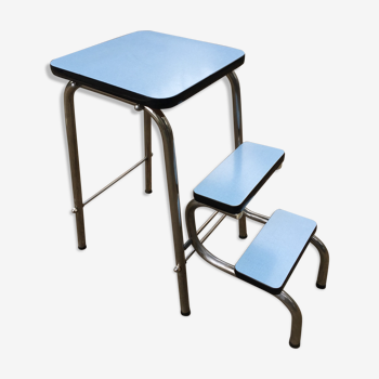 Flexible stool in vintage sky blue formica stepladder