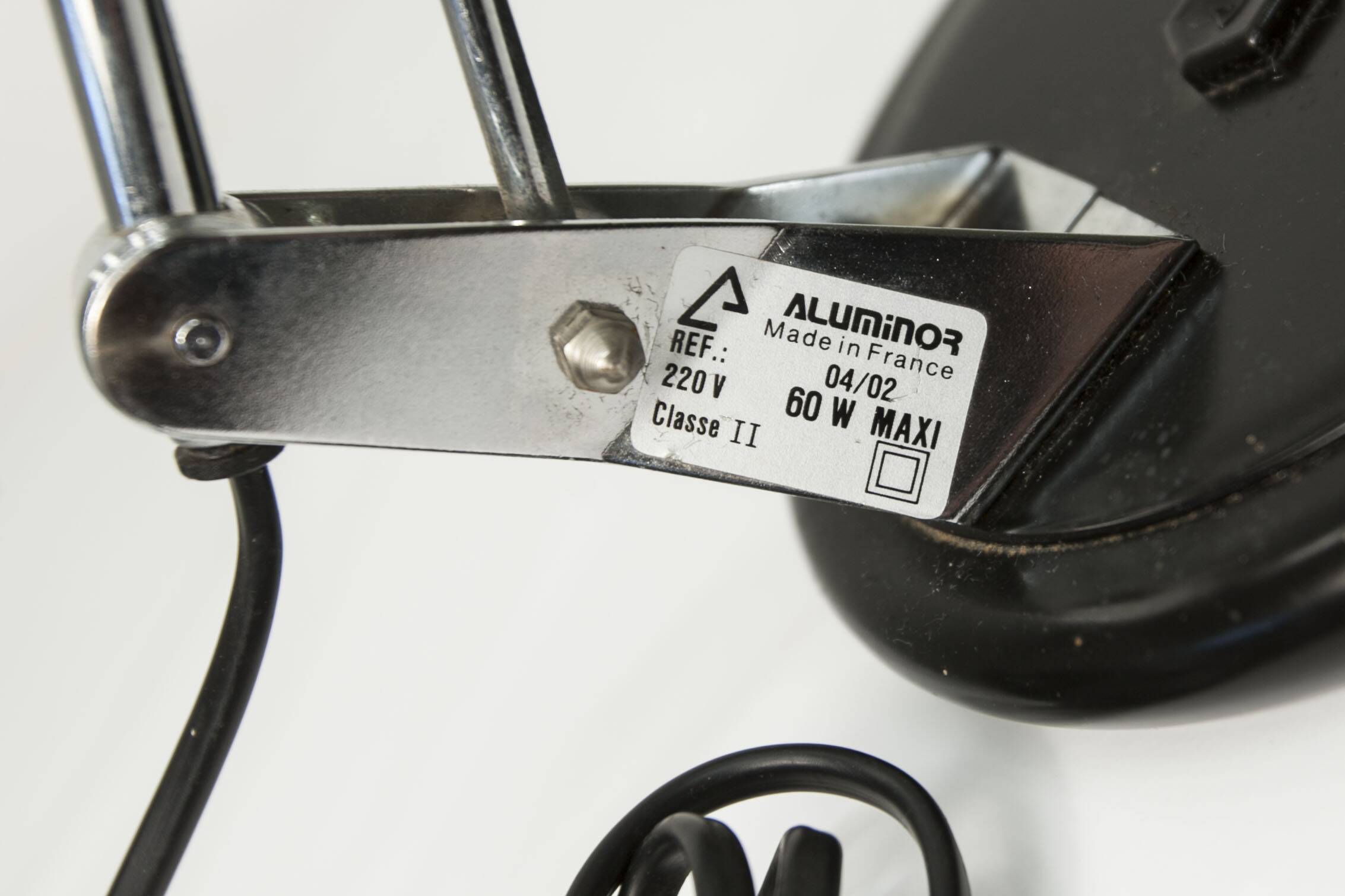 Aluminor 1960 black and chrome lamp Made in France