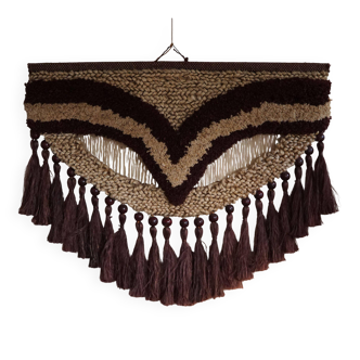 Handmade vintage bohemian jute rug, made in India, late 20th century.