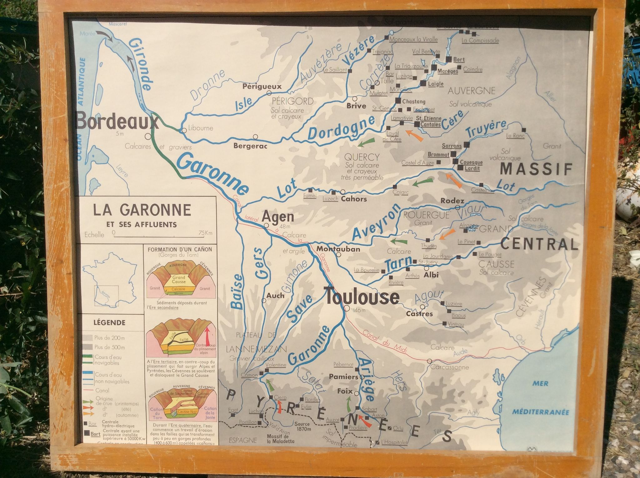 School poster two-sided industrial crops and Garonne 1960 vintage