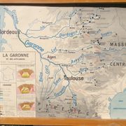 School poster two-sided industrial crops and Garonne 1960 vintage