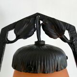 Charles SCHNEIDER art nouveau desk lamp, in glass with signature and hammered metal
