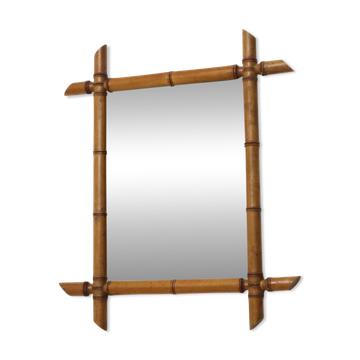 Miroir en bois, faux bambou, France
