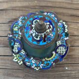 Bronze inkwell, cloisonné enamels, Napoleon III era