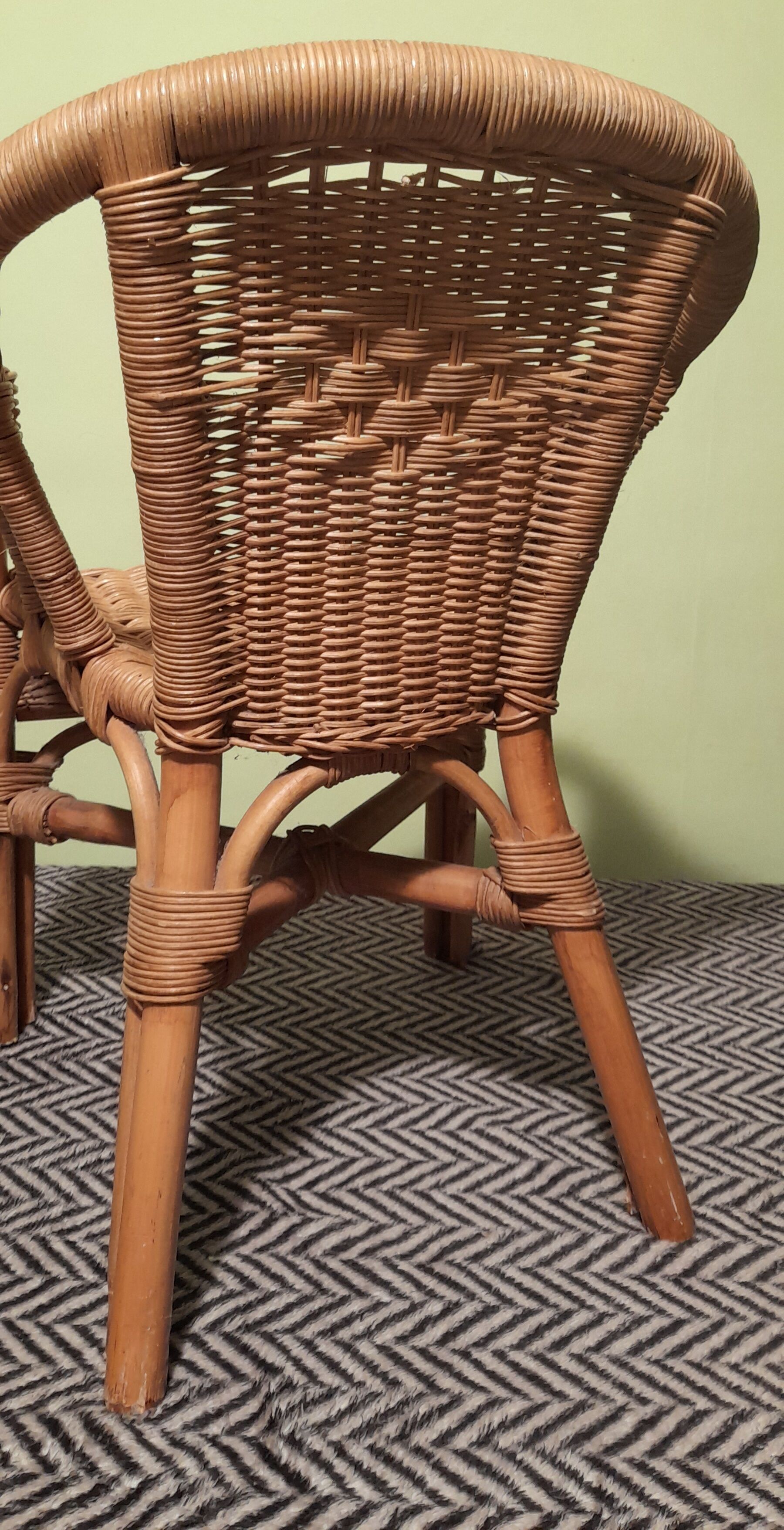 Fauteuil en rotin/osier pour enfant - vintage 1970