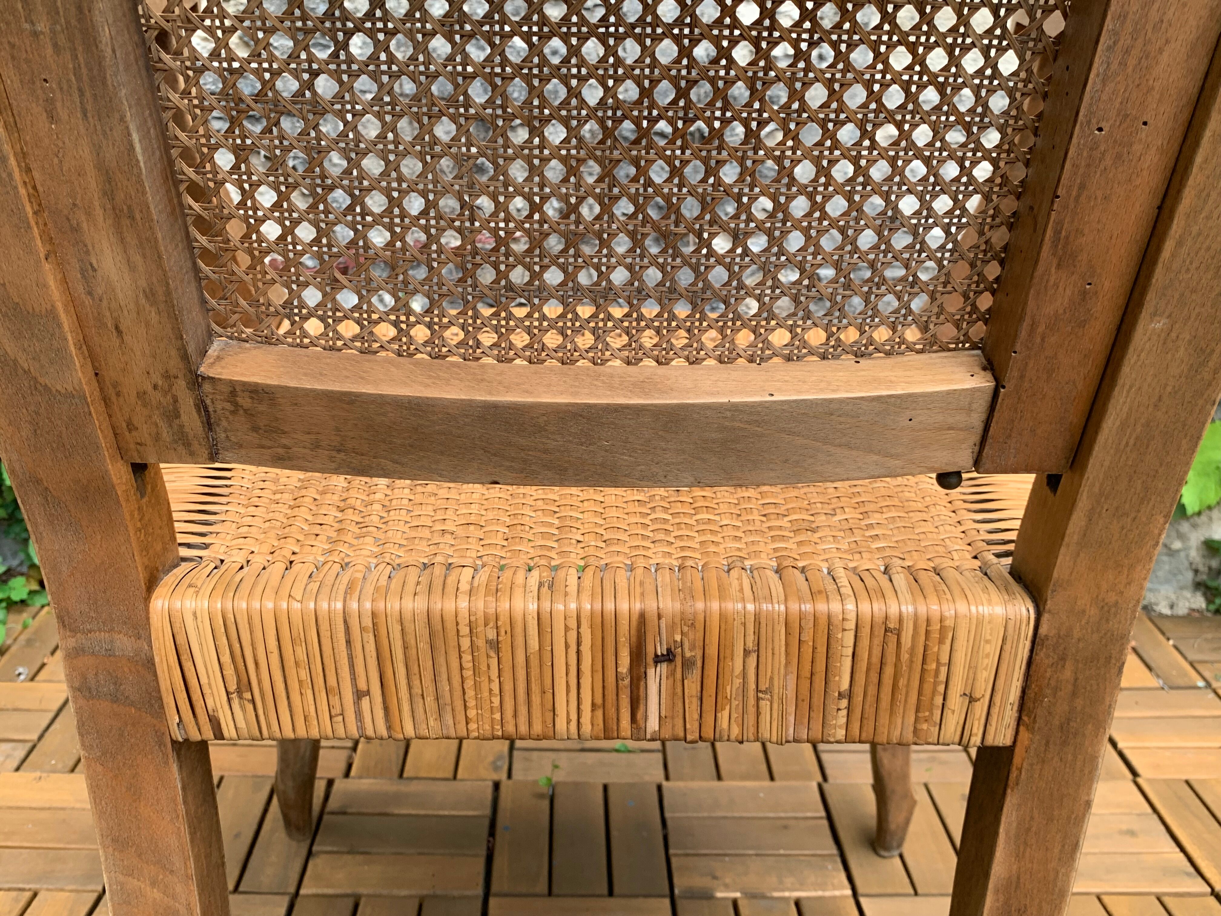 Barber's armchair in wood cannage and straw 1900