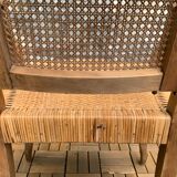 Barber's armchair in wood cannage and straw 1900