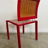 Lot 6 anciennes chaises design Dieticker Bruno Rey bois fuchsia vintage années 70