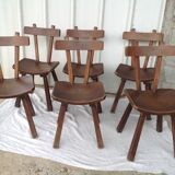 Set of  6 brutalist design chairs