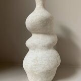 White stoneware vase in an organic shape