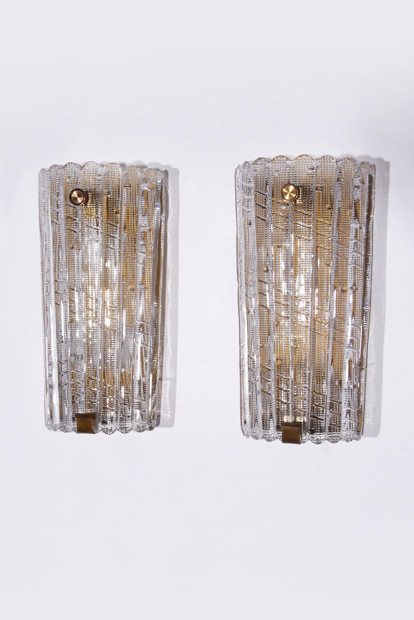Orrefors Design XXL Wall lamps by Carl Fagerlund glass and brass, 1960s